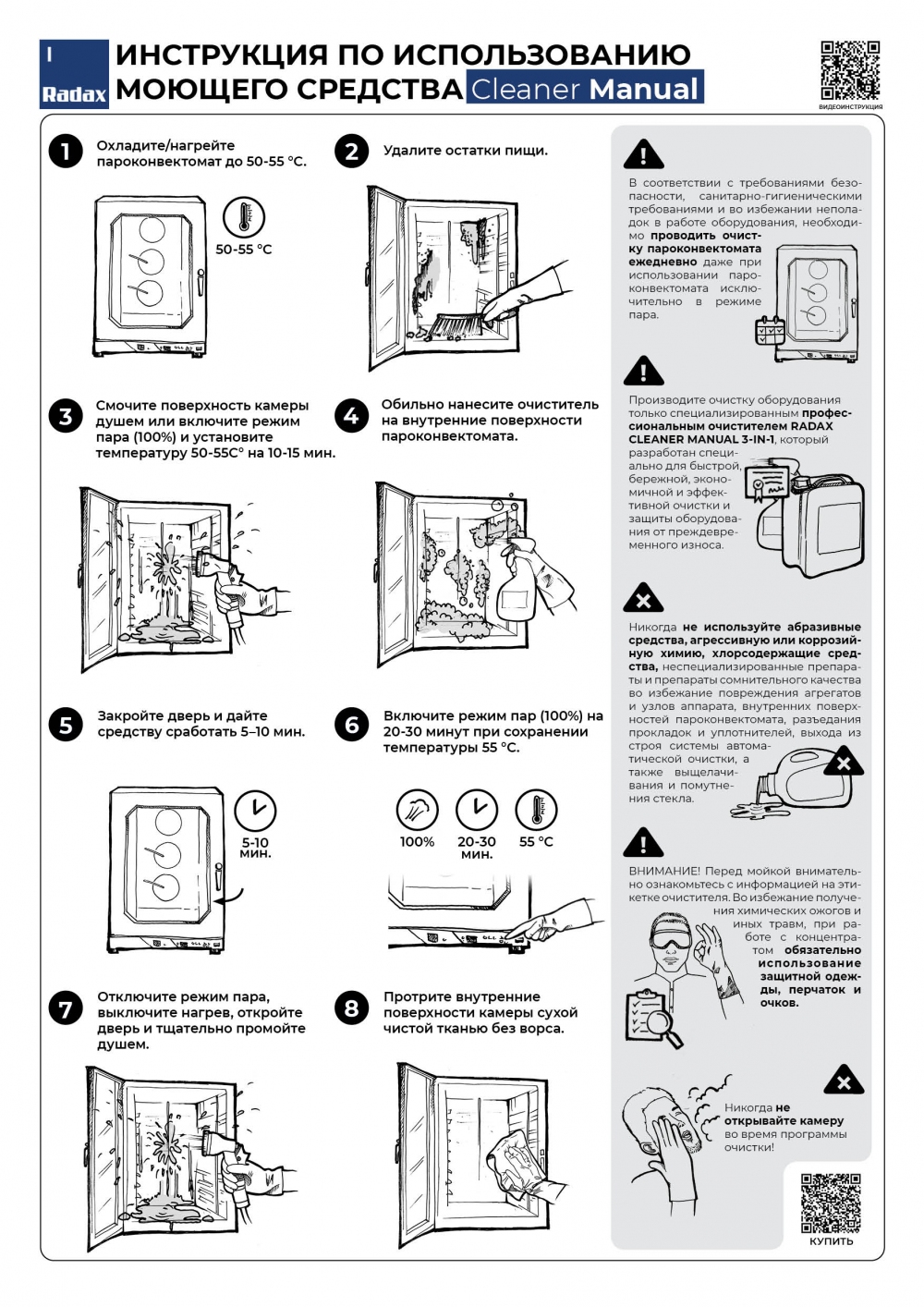 Моющее средство Cleaner Manual 3-в-1 RCM05 для ручной мойки, ополаскивания пароконвектоматов, печей