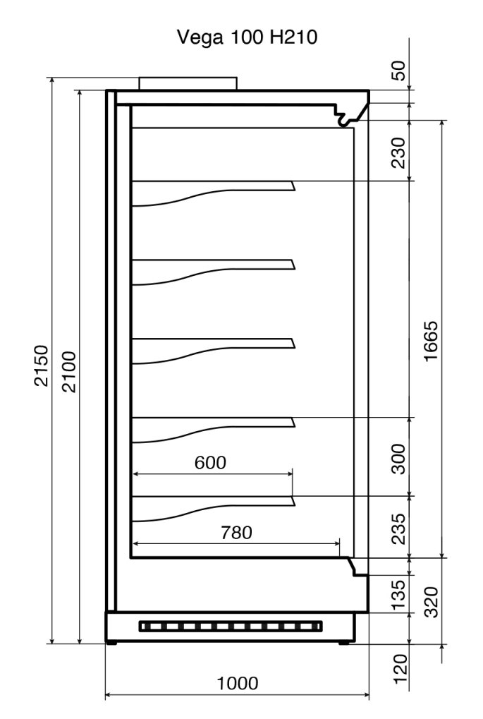 Холодильная горка Dazzl Vega 100 H210 375 C.6534
